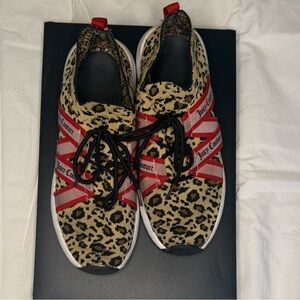 Leopard Print Women's Sneakers with Red Accents